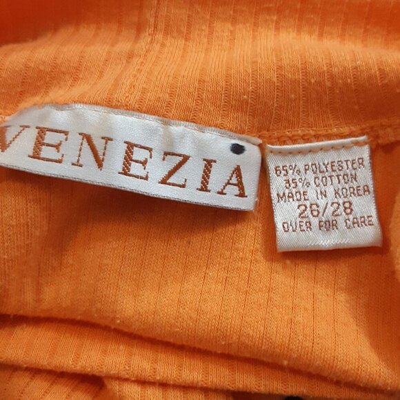 Vintage Y2K Womens Plus Size 26 28 Sleeveless Knit Top Mock Neck Ribbed Orange - Picture 3 of 3